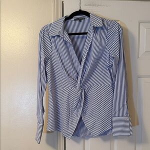 Blue Striped twist knot Women's Top